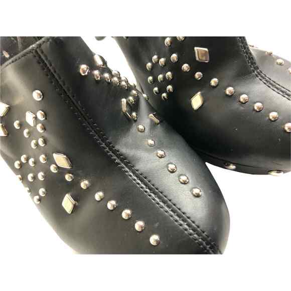 M.P.S. Womens Black Faux Leather Studded Heels Clog Mules size Slides Size 8 - Picture 6 of 9